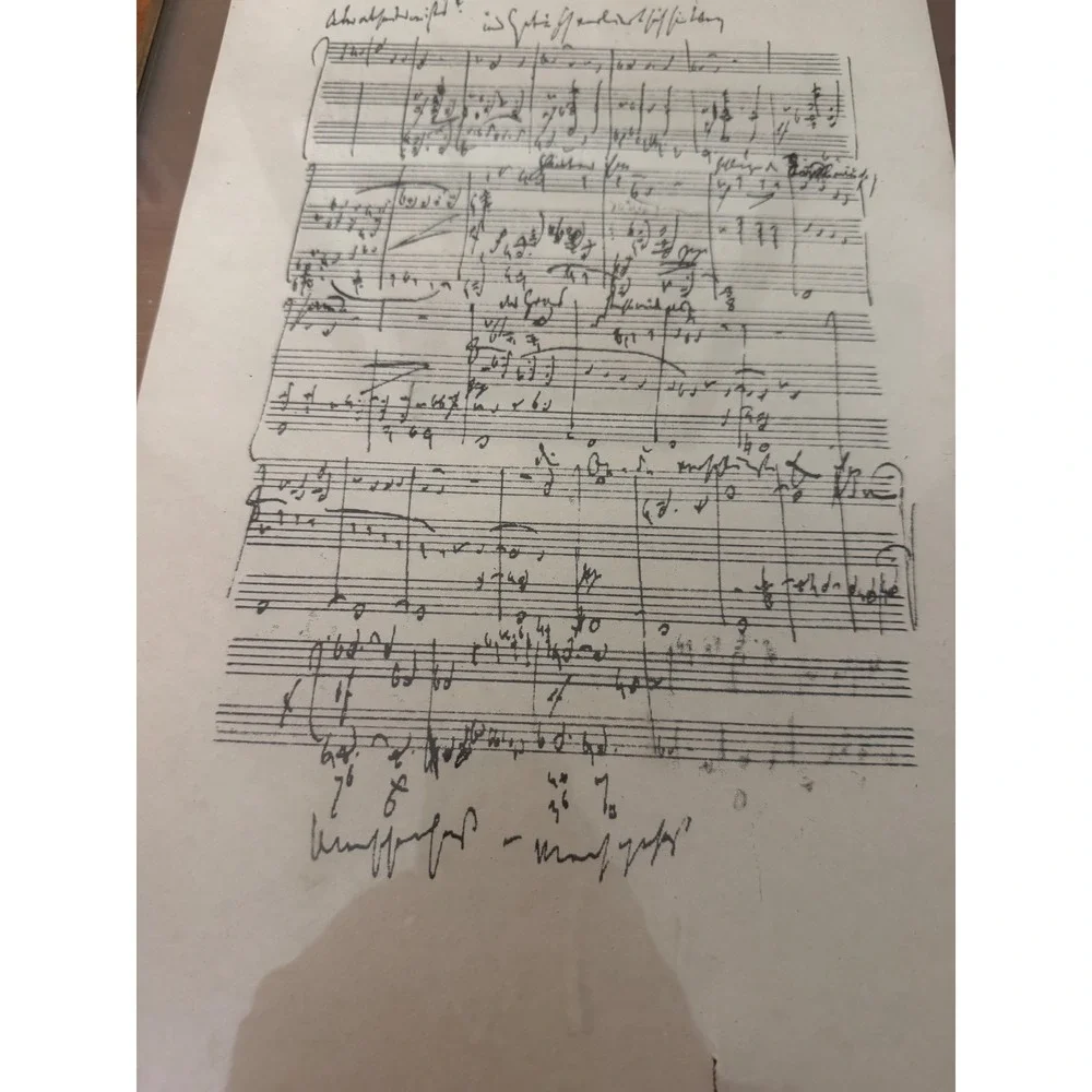 Vintage Framed Handwritten Sheet Music Manuscript Print Brass Frame 12x17